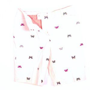 Talbots Perfect Short Size 6 White with Embroidered colorful Butterflies